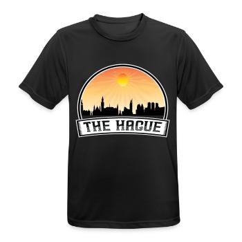 Den Haag Niederlande Skyline Vintage Sunset Trave - Männer T-Shirt atmungsaktiv - Schwarz - Vorne - AI Model Male 178 light (178cm)
