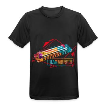 Seelenvolle Mundharmonika Melodie - Männer T-Shirt atmungsaktiv - Schwarz - Vorne - AI Model Male 178 light (178cm)