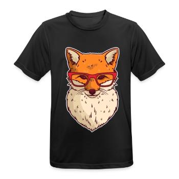 Brillanter Nerd Fuchs Schulhof - Männer T-Shirt atmungsaktiv - Schwarz - Vorne - AI Model Male 178 light (178cm)