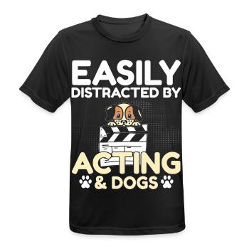 Easily Distracted By Acting And Dogs - Männer T-Shirt atmungsaktiv - Schwarz - Vorne - AI Model Male 178 light (178cm)