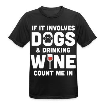 Hunde und Wein - Rotweinhund - Männer T-Shirt atmungsaktiv - Schwarz - Vorne - AI Model Male 178 light (178cm)