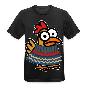 Niedliches Huhn mit Winterpullover - Männer T-Shirt atmungsaktiv - Schwarz - Vorne - AI Model Male 178 light (178cm)