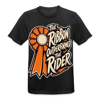 Reiterhumor – The Ribbon Outperformed the Rider - Männer T-Shirt atmungsaktiv - Schwarz - Vorne - AI Model Male 178 light (178cm)