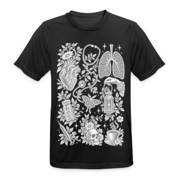 Vintage-Nurse Anatomy Botanical Collage T-Shirt - Männer T-Shirt atmungsaktiv - Schwarz - Vorne - AI Model Male 178 light (178cm)