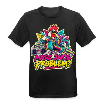 Hast du ein Problem? – Rooster Retro 90er. - Männer T-Shirt atmungsaktiv - Schwarz - Vorne - AI Model Male 178 light (178cm)