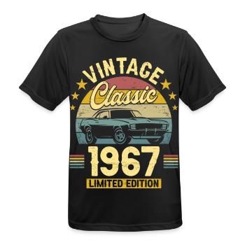 1967 60-Jahres-Jubiläums-Oldtimer - Männer T-Shirt atmungsaktiv - Schwarz - Vorne - AI Model Male 178 light (178cm)