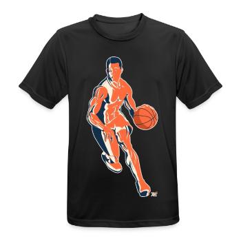 Basketballspieler beim Dribbeln – Retro Stil - Männer T-Shirt atmungsaktiv - Schwarz - Vorne - AI Model Male 178 light (178cm)