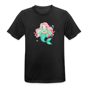 Kawaii Meerjungfrau Rosa Haare Süßes Kinder Shirt - Männer T-Shirt atmungsaktiv - Schwarz - Vorne - AI Model Male 178 light (178cm)