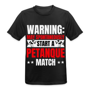 Warnung: Startet spontan ein Boule Match - Männer T-Shirt atmungsaktiv - Schwarz - Vorne - AI Model Male 178 light (178cm)