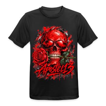 Red Skull Rose – Gothic Rock Streetwear - Männer T-Shirt atmungsaktiv - Schwarz - Vorne - AI Model Male 178 light (178cm)