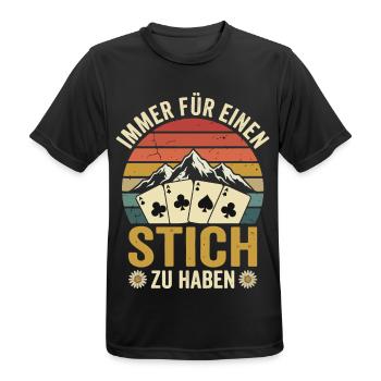 Immer Fuer einen Stich zu haben Schafkopf Card  - Männer T-Shirt atmungsaktiv - Schwarz - Vorne - AI Model Male 178 light (178cm)