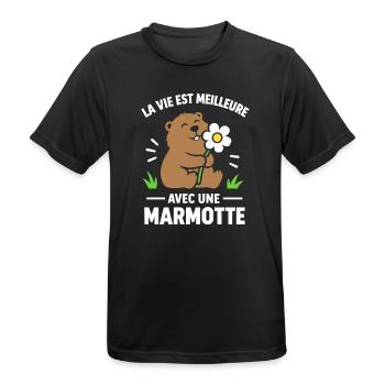 Besseres Leben mit einem Murmeltier - Männer T-Shirt atmungsaktiv - Schwarz - Vorne - AI Model Male 178 light (178cm)