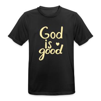 God is Good Heart Typografie - Männer T-Shirt atmungsaktiv - Schwarz - Vorne - AI Model Male 178 light (178cm)