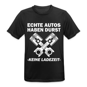 Echte Auto Haben Durst - Keine Ladezeit -Liebhaber - Männer T-Shirt atmungsaktiv - Schwarz - Vorne - AI Model Male 178 light (178cm)