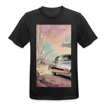 Retro Dream auf Pastelwüste - Männer T-Shirt atmungsaktiv - Schwarz - Vorne - AI Model Male 178 light (178cm)