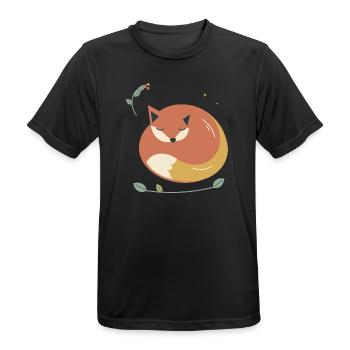 Schlafender Fuchs im Herbstlaub - Männer T-Shirt atmungsaktiv - Schwarz - Vorne - AI Model Male 178 light (178cm)