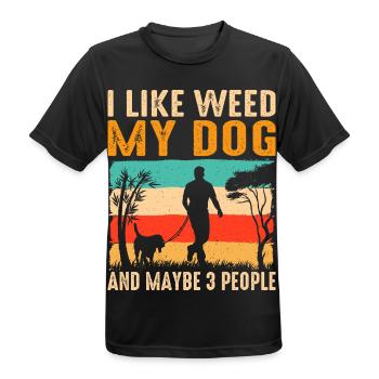 I Like Weed, My Dog and 3 People - Männer T-Shirt atmungsaktiv - Schwarz - Vorne - AI Model Male 178 light (178cm)