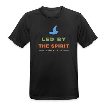 Led by the Spirit – Romans 8:14 Dove - Männer T-Shirt atmungsaktiv - Schwarz - Vorne - AI Model Male 178 light (178cm)