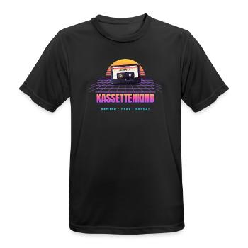 Kassettenkind - Retro 80er Synthwave Kassette - Männer T-Shirt atmungsaktiv - Schwarz - Vorne - AI Model Male 178 light (178cm)