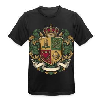 Schafkopf Wappen Deutsches Blatt Kartenspiel - Männer T-Shirt atmungsaktiv - Schwarz - Vorne - AI Model Male 178 light (178cm)
