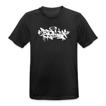Berlin City Graffiti Street Art Handstyle - Männer T-Shirt atmungsaktiv - Schwarz - Vorne - AI Model Male 178 light (178cm)