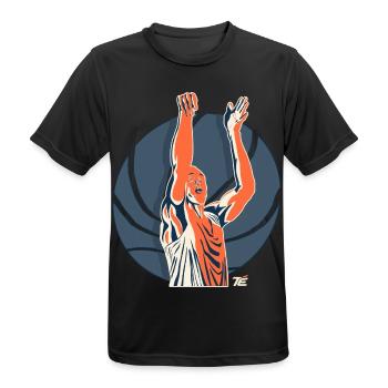 Basketballspieler Arme hoch - Retro Stil - Männer T-Shirt atmungsaktiv - Schwarz - Vorne - AI Model Male 178 light (178cm)
