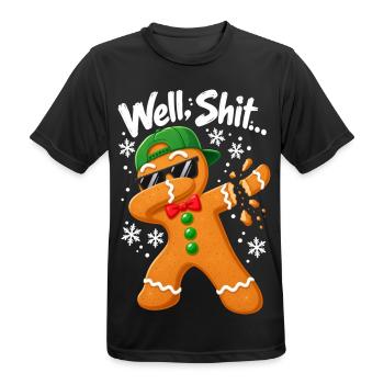 Well Shit Dabbing Gingerbread Man Funny Christmas - Männer T-Shirt atmungsaktiv - Schwarz - Vorne - AI Model Male 178 light (178cm)