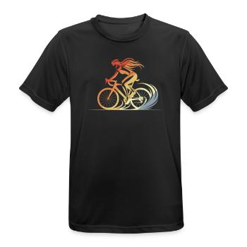 Retro Fahrradfahrerin - Männer T-Shirt atmungsaktiv - Schwarz - Vorne - AI Model Male 178 light (178cm)