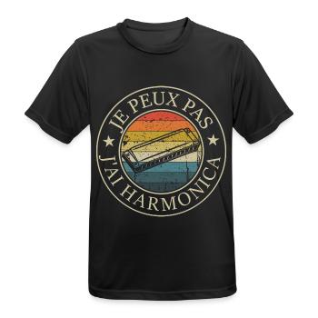 Ich Kann Nicht Ich Habe Mundharmonika Retro - Männer T-Shirt atmungsaktiv - Schwarz - Vorne - AI Model Male 178 light (178cm)