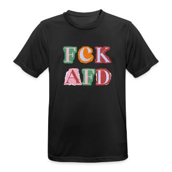 FCK AFD ERPRESSERBRIEF BUCHSTABEN, FCK NZS, NO NZS - Männer T-Shirt atmungsaktiv - Schwarz - Vorne - AI Model Male 178 light (178cm)