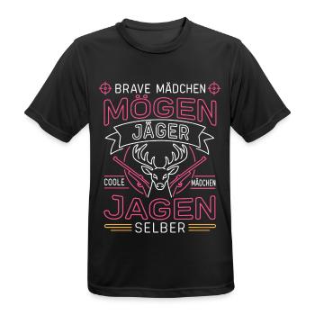 Jägerinnen Coole Mädchen Jagd - Männer T-Shirt atmungsaktiv - Schwarz - Vorne - AI Model Male 178 light (178cm)