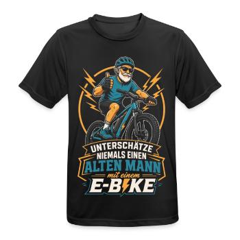 E-Bike Spruch alter Mann Geschenk - Männer T-Shirt atmungsaktiv - Schwarz - Vorne - AI Model Male 178 light (178cm)