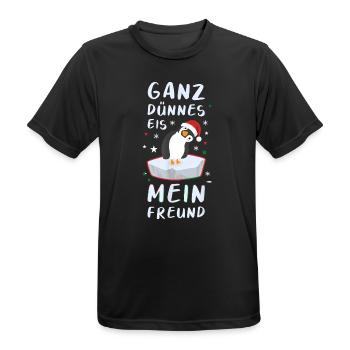 Ganz Dünnes Eis Mein Freund Pinguin Weihnachten - Männer T-Shirt atmungsaktiv - Schwarz - Vorne - AI Model Male 178 light (178cm)