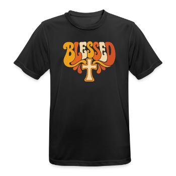 Blessed Kreuz Psychedelisch - Männer T-Shirt atmungsaktiv - Schwarz - Vorne - AI Model Male 178 light (178cm)