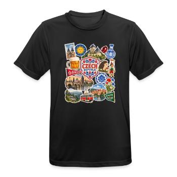 Tschechien Reisesticker - Männer T-Shirt atmungsaktiv - Schwarz - Vorne - AI Model Male 178 light (178cm)