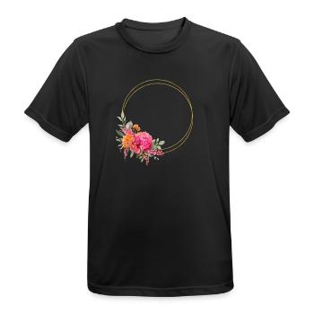 Farbenfroher Blumen-Kranz Personalisierbar - Männer T-Shirt atmungsaktiv - Schwarz - Vorne - AI Model Male 178 light (178cm)