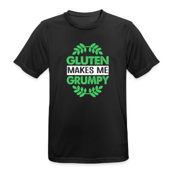 Glutenfrei - Männer T-Shirt atmungsaktiv - Schwarz - Vorne - AI Model Male 178 light (178cm)