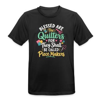 Gesegnet sind die Qulters Nähinspiration - Männer T-Shirt atmungsaktiv - Schwarz - Vorne - AI Model Male 178 light (178cm)