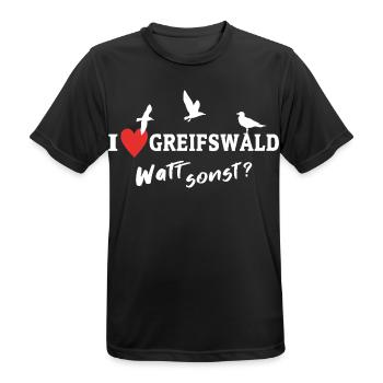 I Love Greifswald Ich Liebe Greifswald - Männer T-Shirt atmungsaktiv - Schwarz - Vorne - AI Model Male 178 light (178cm)
