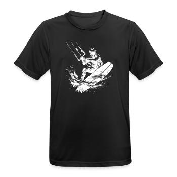 Profi Kite-Surfen Fahrspaß mit Windkraft - Männer T-Shirt atmungsaktiv - Schwarz - Vorne - AI Model Male 178 light (178cm)