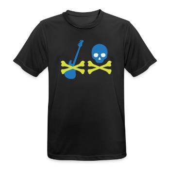 Pirat mit Bass und Totenkopf - Männer T-Shirt atmungsaktiv - Schwarz - Vorne - AI Model Male 178 light (178cm)