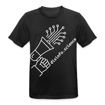 Disinfo Science – Think Critically - Männer T-Shirt atmungsaktiv - Schwarz - Vorne - AI Model Male 178 light (178cm)