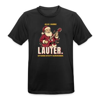 Alle Jahre lauter: Gitarren-Weihnachtsmann - Männer T-Shirt atmungsaktiv - Schwarz - Vorne - AI Model Male 178 light (178cm)