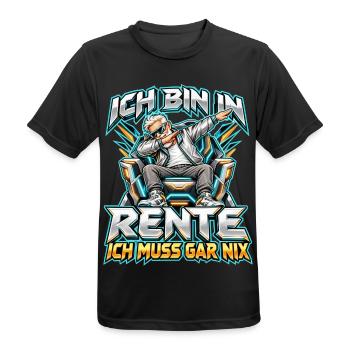 Rentner im Sessel – Ich muss gar nix - Männer T-Shirt atmungsaktiv - Schwarz - Vorne - AI Model Male 178 light (178cm)