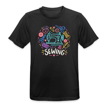 Love Sewing Machine Craft - Männer T-Shirt atmungsaktiv - Schwarz - Vorne - AI Model Male 178 light (178cm)