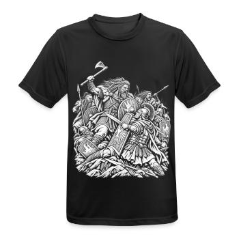 Germanen gegen Römer - Männer T-Shirt atmungsaktiv - Schwarz - Vorne - AI Model Male 178 light (178cm)