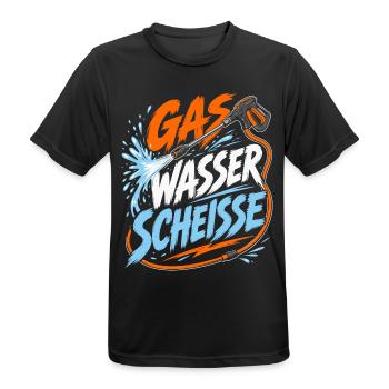 Gas Wasser Scheiße Klempner - Männer T-Shirt atmungsaktiv - Schwarz - Vorne - AI Model Male 178 light (178cm)