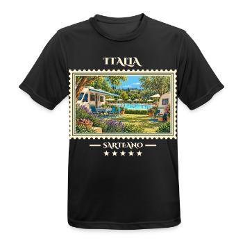 Italien Sarteano Camping Vintage Reisemarke - Männer T-Shirt atmungsaktiv - Schwarz - Vorne - AI Model Male 178 light (178cm)