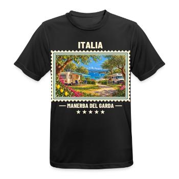Italien Manerba del Garda Camping Vintage Marke - Männer T-Shirt atmungsaktiv - Schwarz - Vorne - AI Model Male 178 light (178cm)