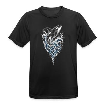 Die Winterjägerin auf Skiern - Männer T-Shirt atmungsaktiv - Schwarz - Vorne - AI Model Male 178 light (178cm)